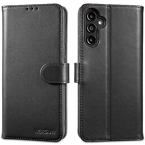 Lensun Custodia Per Samsung Galaxy A14 5G, Cover In Vera Pelle [Rfid Blocking] Libro Con Portafoglio Chiusura Magnetico Flip Custodie Cuoio Per Telefo