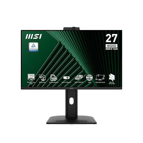 Msi Pro Mp275Qpdgde 68,6 Cm (27") Qhd Ips Office Monitor 16:9 Hdmi/Dp/Lan/Usb-C Pd98W 100Hz 4Ms Sync Webcam