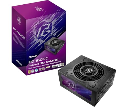 Alimentatore Asrock Pg-1600G, Psu,1600W, 80 Plus Gold,135 Mm, Modulare, Pci-E 5.1 (12+4Pin) X2, Pci-E (6+2 Pin) X8, Sata (5 Pin) X12