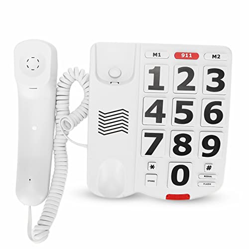 Telefono A Pulsanti Grandi Per Anziani, Telefono Fisso Con Filo, Selezione Rapida Di Emergenza, Suoneria Extra Forte, Per Anziani Ipoudenti E Ipoveden