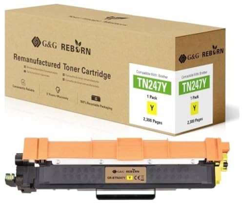 G&G Toner Sostitutivo Di Brother Tn-247Y Compatibile Giallo 2300 Pagine Reborn Remanufactured 21187