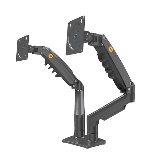 Ergosolid Supporto Da Scrivania Per 2 Monitor Pc Lcd Led 17" - 27" Regolazione In Più Assi, Girevole, Molla A Gas Fino A 2 X 9 Kg