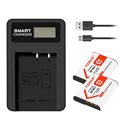 2 Pezzi Np-Bg1 Npbg1 Np-Fg1 Npfg1 Batteria Con Caricatore Per Dsc-H10 H20 H50 H55 H70 H90 Hx9V Hx10V Hx20V Hx30V Dsc-T20 T100 Dsc-W90 W100 W120 W130 W