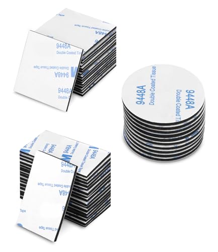 80 Pezzi Sticker Biadesivi Per Interni Ed Esterni, Super Appiccicoso,Biadesivo Extra Forte,25 Quadrati,25 Caselle,30 Cerchi,Adesivo Biadesivo Extra Fo