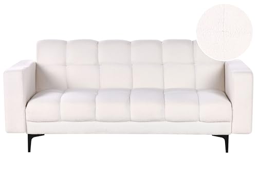 Divano Letto In Tessuto Boucle Bianco 3 Posizioni