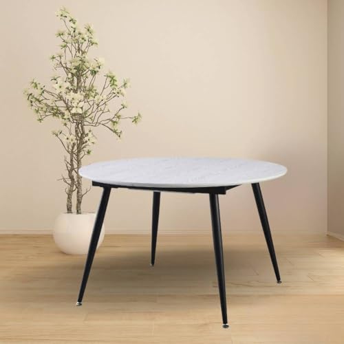 Indomita Tavolo Rotondo Allungabile Bianco Con Gambe Nere Cordelia 120X120X75