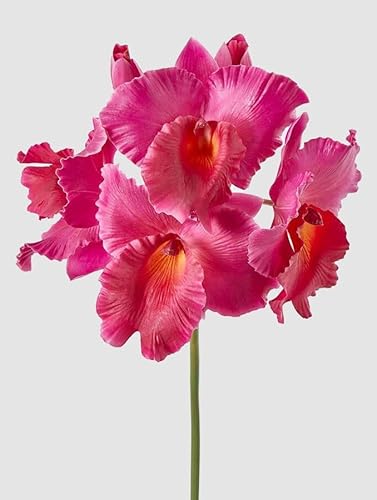 Edg Enzo De Gasperi Enzo De Gasperi Orchidea Cattleya Duke Ramo X4 E 2 Boccioli Artificiale H 43 Cm Fuchsia