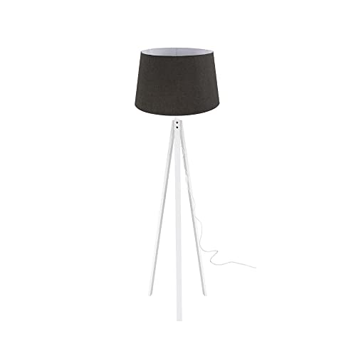 Indomita Lampada Da Terra Treppiede Bianca Con Paralume Tripod Nero Decobi2660