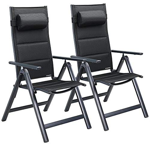 Casaria Set 2 Sedie Da Giardino Schienale Regolabile 8 Livelli Supporto Lombare Alluminio Carico Max.120 Kg Campeggio