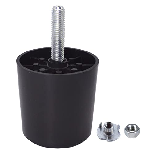 Skir'Co Confezione Da 16 Gambe Per Mobili In Plastica Nera, Altezza 50 Mm, Piedini Rotondi Ø 50 Mm, Piedini Per Mobili Con Bulloni M8, Gambe Del Divan