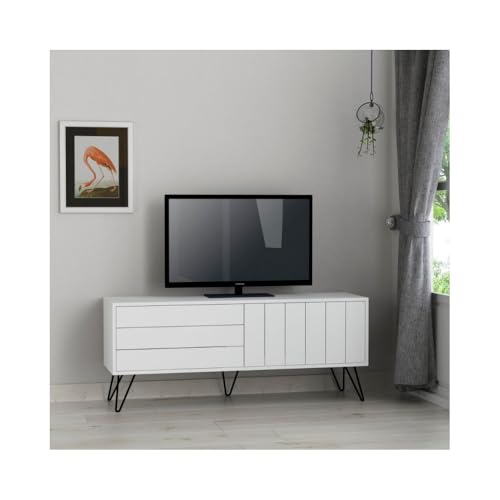 Indomita Mobile Porta Tv Con Due Ante A Ribalta Piccadilly 139X36X57 Colore Bianco