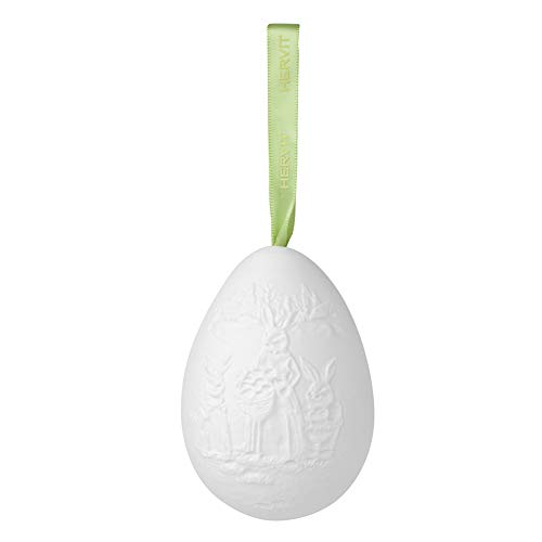 Hervit Uovo Porcellana Bianca Biscuit Appendino Spring 8Cm