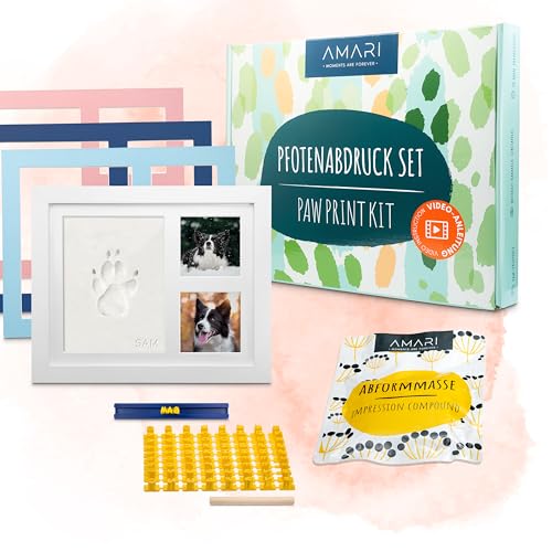 Amari ® Set Di Impronte Di Zampe – Set Di Impronte Per Animali Con Lettere, Numeri E Cornici – Set Di Impronte Di Zampe Per Cani, Regalo Per I Proprie