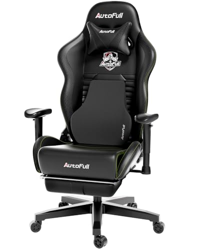Autofull Sedia Da Gaming Ergonomica, In Pelle Pu, Adatta Anche All’Ufficio, Altezza Della Seduta E Inclinazione Dello Schienale Regolabili, Poggiatest