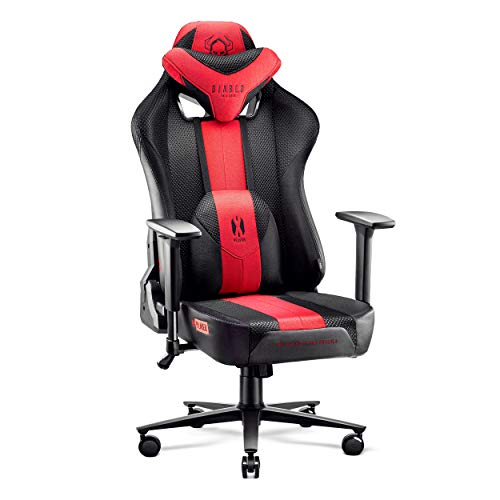 Diablo Sedia Da Gaming In Tessuto X-Player 2.0 - Gaming Chair Ergonomica Con Braccioli 3D - Cuscino Cervicale/Lombare Funzione Dondolo - Sedia Per Pc,