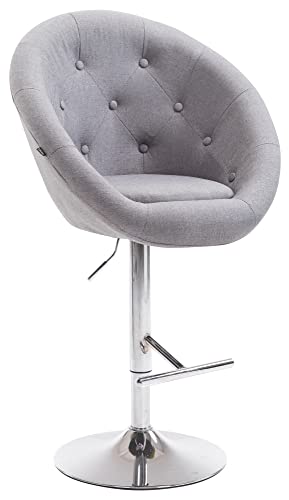 Clp Sgabello Da Bar London V2 In Tessuto I Sedile Imbottito I Struttura In Metallo Con Poggiapiedi, Colore:Grigio, Colore Del Telaio:Cromo
