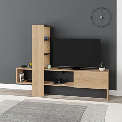 Mobile Porta Tv Troya Con Anta A Ribalta 180 Cm Colore Rovere Antracite