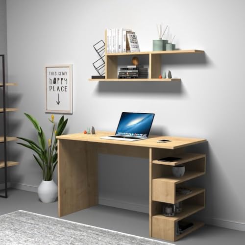 Indomita Scrivania Con Mensola Mikro 120X56X74H Cm. Colore Rovere