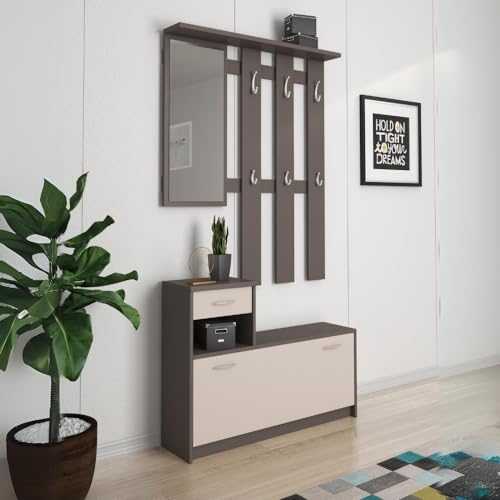 Indomita Mobile Ingresso Con Scarpiera Rudolf Colore Grigio Cobalto E Cashmere