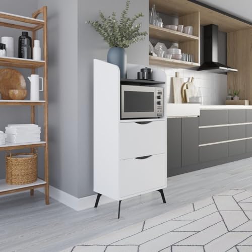 Indomita Mobile Multiuso Con Cassetti Bianco E Ripiano Retro Grey Gorki