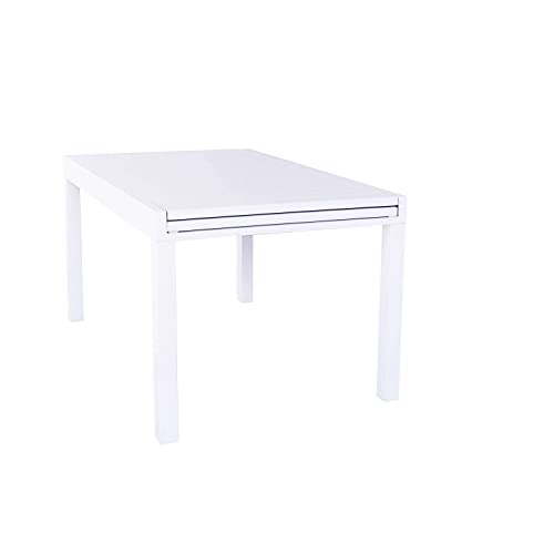 Cosma Tavolo Per Arredo Esterno Giardino Allungabile Con Struttura E Piano In Alluminio 135/270X90X75H Cm Colore Bianco Mod. Hawaii