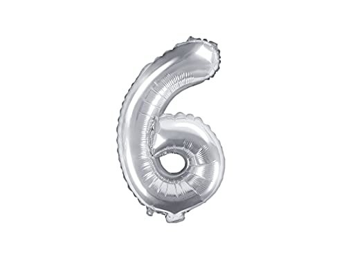 Palloncino Mylar A Forma Di Numero 6 Sei Argento 35 Cm Compleanno Adulto Bambino