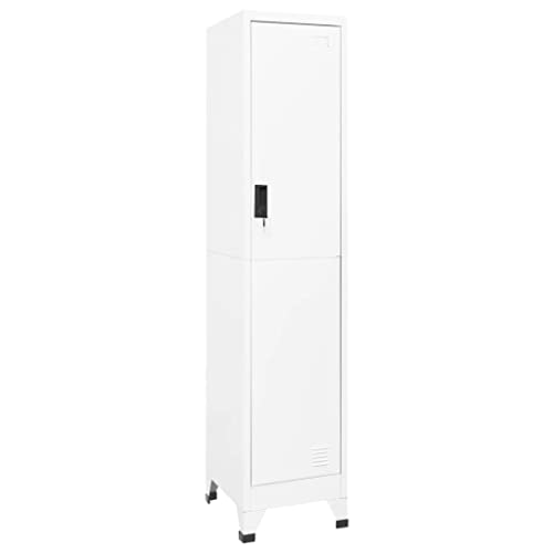Vidaxl Armadietto Metallo Con Serratura Bianco 38X45X180 Cm In Acciaio
