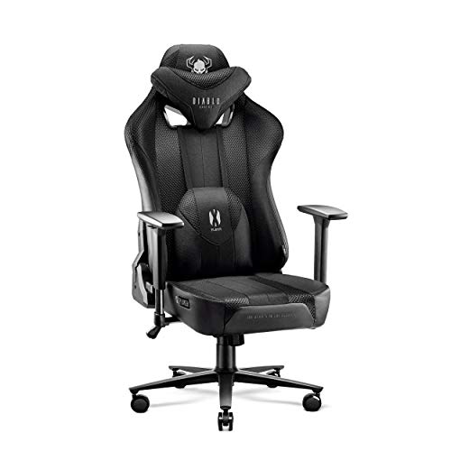 Diablo Sedia Da Gaming In Tessuto X-Player 2.0 - Gaming Chair Ergonomica Braccioli 3D - Cuscino Cervicale/Lombare Funzione Dondolo - Sedia Per Pc, Pol