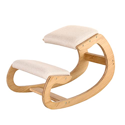 Predawn Sedia Ergonomica Posturale, Sedia Posturale, Sedia Per Inginocchiarsi, Sedia Per Ginocchia, Legno & Cuscino Lino, Allevia Dolore Alla Schiena/