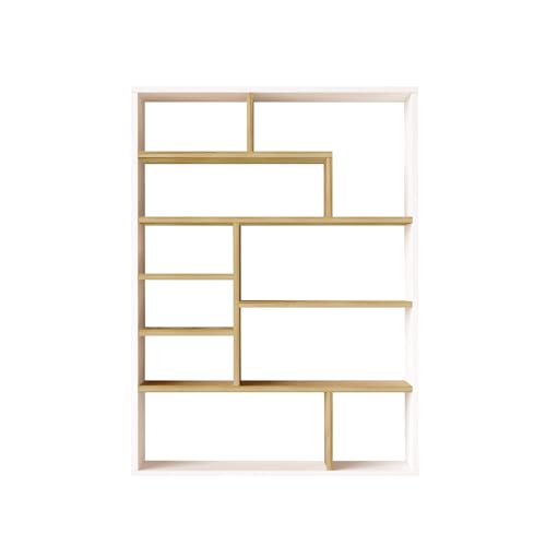 Rebecca Mobili Libreria Aperta, Scaffale Moderno, Color Rovere Bianco, Truciolato, Con 10 Vani, Per Libri Soprammobili - Misure Hxlxp: 123,5 X 90 X 22