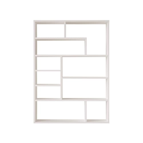 Rebecca Mobili Libreria Bassa Moderna, Scaffale Aperto, Bianco, Truciolato, Con 10 Scomparti, Per Salotto Ufficio - Misure Hxlxp: 123,5 X 90 X 22 Cm -