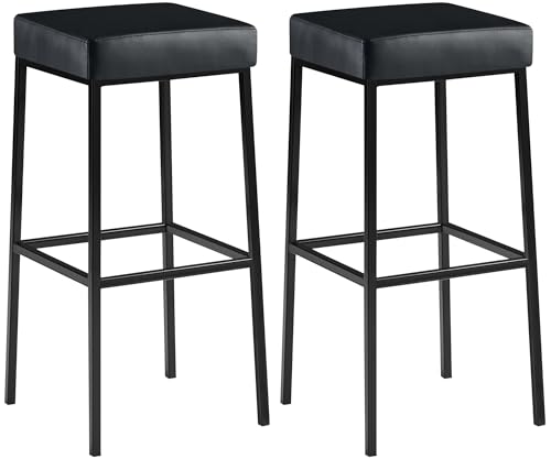 Clp Set 2 Sgabelli Bar Montreal Imbottiti In Similpelle I Coppia Sgabelli Panchetto Design Cucina Bar Alt. 85 Cm, Colore:Nero, Colore Del Telaio:Nero