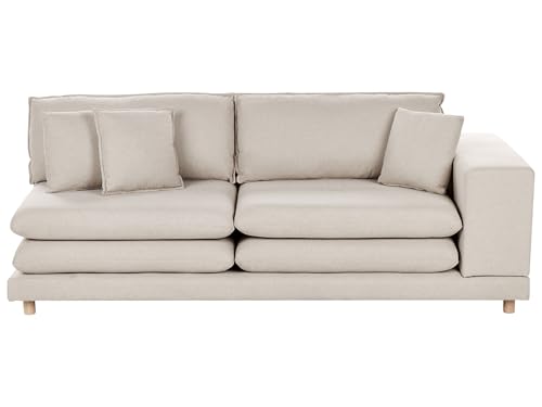 Beliani Divano Moderno Modulare A 2 Posti Tessuto Beige Chiaro Con Schienale Imbottito