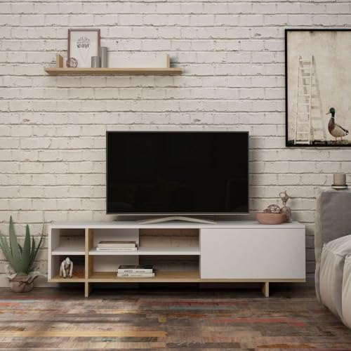 Indomita Mobile Porta Tv Stockton Con Mensola A Muro Colore Bianco