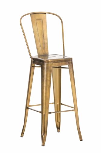 Clp Sgabello Bar Aiden In Metallo Verniciato A Polvere I Sgabello Design Industrial I Sedia Sgabello Da Bancone, Colore:Oro