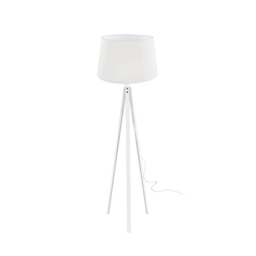 Indomita Lampada Da Terra Treppiede Bianca Con Paralume Tripod Bianco Decobi2736