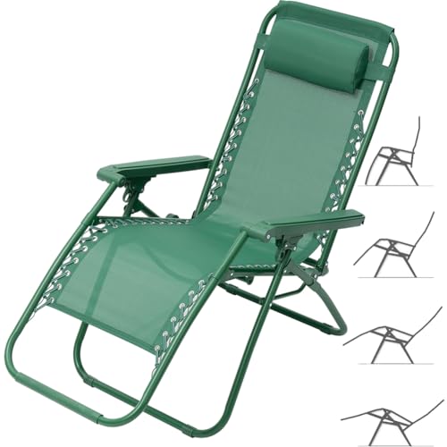 Bakaji Sedia Gravità Zero Sdraio Da Giardino Poltrona Relax Pieghevole Salvaspazio Tubolari Acciaio 22Mm Reclinabile In Texilene Traspirante, Mare Spi