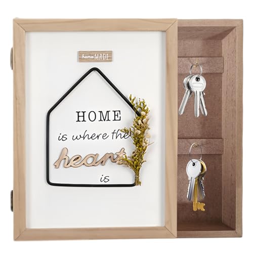 Cassetta Portachiavi, Scatola Per Chiavi In Legno, Cassetta Portachiavi Da Muro Con 6 Ganci Per La Casa In Legno Decoro Home Per Muro E Decoupage Arch