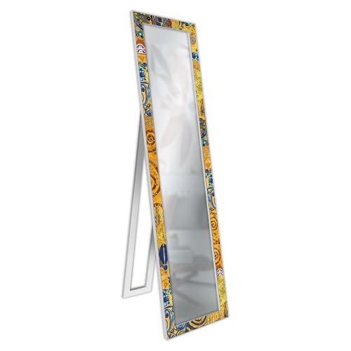 Lupia - Specchio Da Terra Moderno Floor Mirror Deco 40X156 Cm Klimt Gold, Specchiera Con Cornice Stampata In Legno Regolabile Con Cavalletto E Montabi