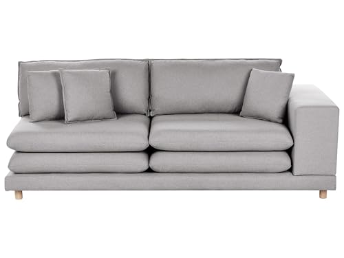 Beliani Divano Moderno Modulare A 2 Posti Tessuto Grigio Chiaro Con Schienale Imbottito Con Pouf