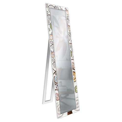 Lupia - Specchio Da Terra Moderno Floor Mirror Deco 40X156 Cm Tree White, Albero Della Vita, Specchiera Con Cornice Stampata In Legno Regolabile Con C
