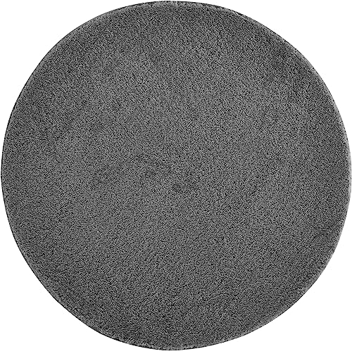 Andiamo Tappeto Arezzo Per Soggiorno, Sala Da Pranzo, Facile Da Pulire, Elegante, Comodo, Tinta Unita, 67 Cm, Rotondo, Antracite