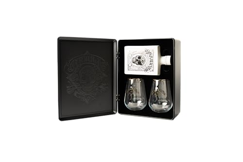 Amuerte Metal Box - Gin 70 Cl + 2 Bicchieri Trasparenti (Amuerte White)