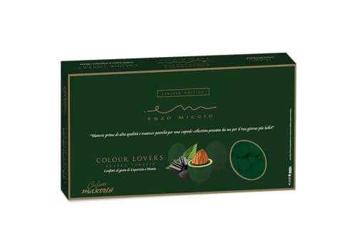 Confetti Maxtris "Enzo Miccio" Ciocomandorla Gusto Liquirizia E Menta Nuance Foresta, Scatola 1 Kg