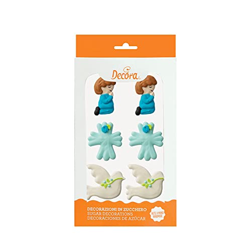 Decora 0500426 Confezione Da 6 Decorazioni In Zucchero Prima Comunione Blue