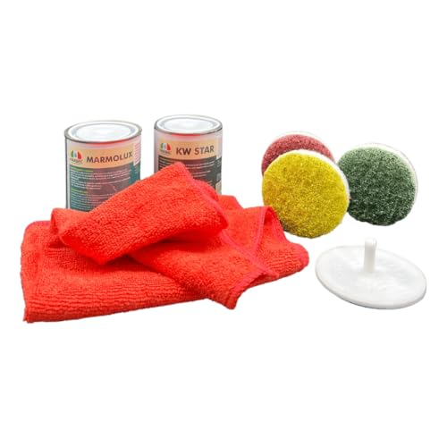 Marbec Kit Rinnova Marmo 75Mm Trap Kit Completo Di Pad Diamantati E Prodotti Per La Lucidatura Ed Il Rinnovamento Di Superfici In Marmo, Pietra E Gran