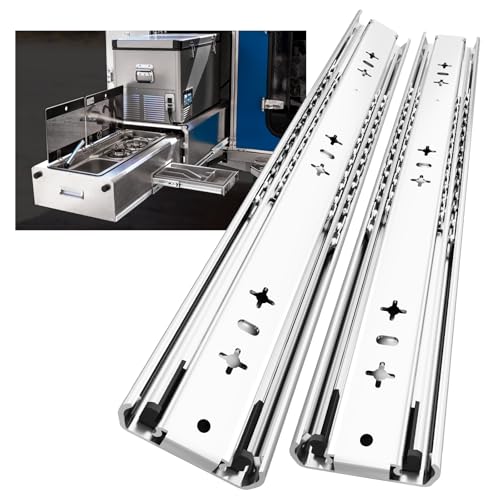 Aolisheng Guida Per Cassetti 350 Mm 120 Kg Tragkraft Schubladenschiene Schwerlast Teleskopschiene (Ohne Schloss, 14 Inch（350Mm)