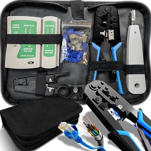 Retoo Strumenti Kit Di Rete 4 In 1 Crimpatrice Ethernet Professionali Pinza Crimpatrice Rj45 Manutenzione Del Computer Kit Lan Tester Del Cavostrument