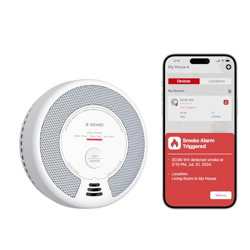 X-Sense Rilevatore Di Fumo E Monossido Di Carbonio Wi-Fi Con Batteria Sostituibile, Rilevatore Di Combinazione Intelligente Compatibile Con L'App X-Se