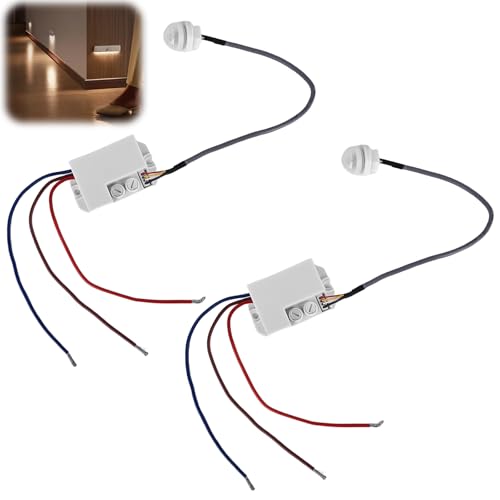 2 Mini Rilevatore Di Movimento 220 V: Ip65 Mini Rilevatore Di Movimento A Infrarossi Da Incasso, Interruttore Automatico Con Sensore Crepuscolare Per
